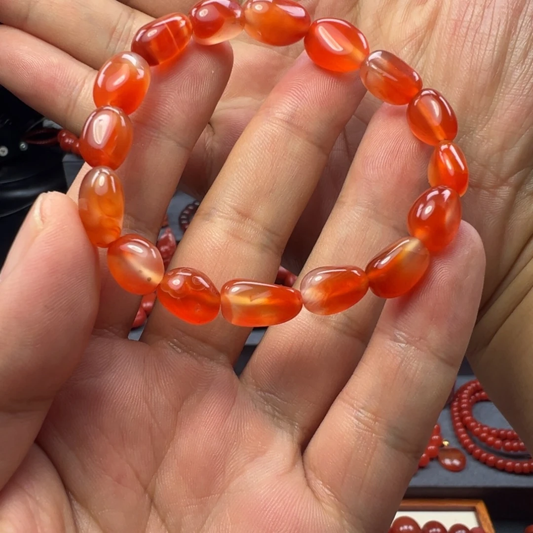 未镶嵌保山杨柳干掌冰飘随形手串南红玛瑙