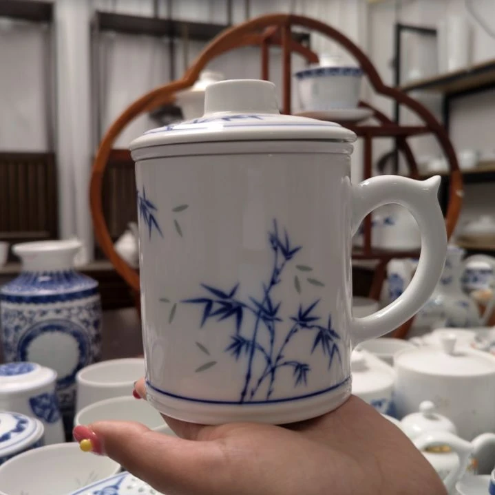 青花瓷节节高升茶漏杯三件套一套