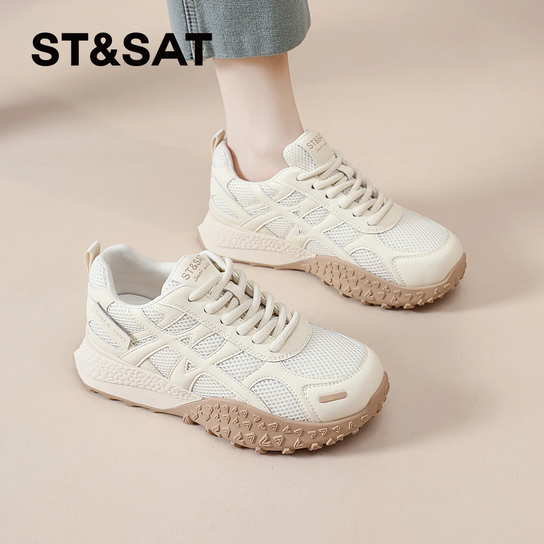 星期六时尚网面鞋女士2025新款秋季百搭运动鞋小个子耐磨德训鞋女