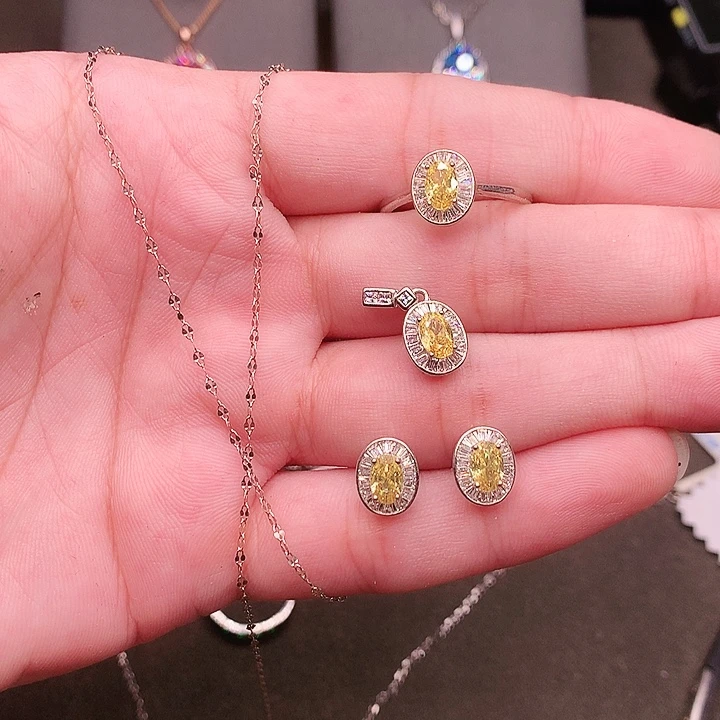 彩色蓝宝石套装银S925镶嵌
