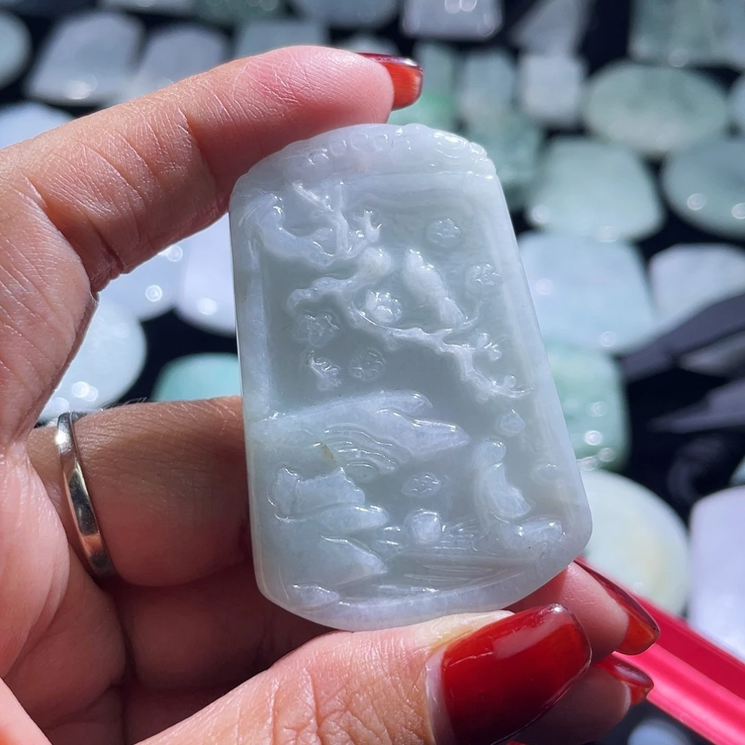 翡翠未镶嵌颈饰鸟语花香，包容