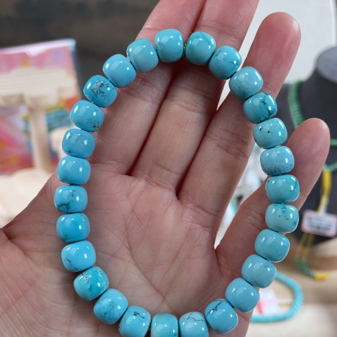 绿松石未镶嵌套链9+精品云盖蓝手串