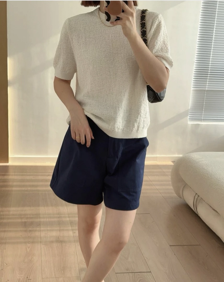 福利款NO退NO换 强捻精梳棉 清凉透气麻感立体肌理空针织T恤短袖