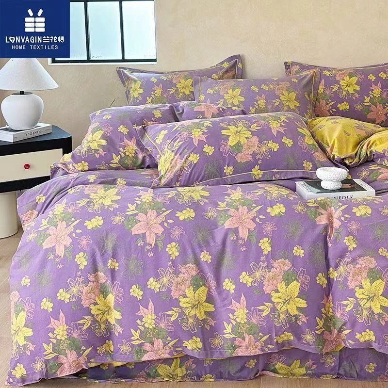 （紫百合-被套）紫调百合花卉款亲肤透气被套200*230