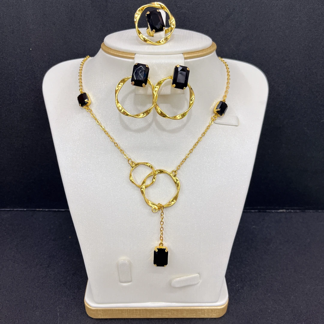 钛钢吊坠 A68新款耳环戒指项链三件套