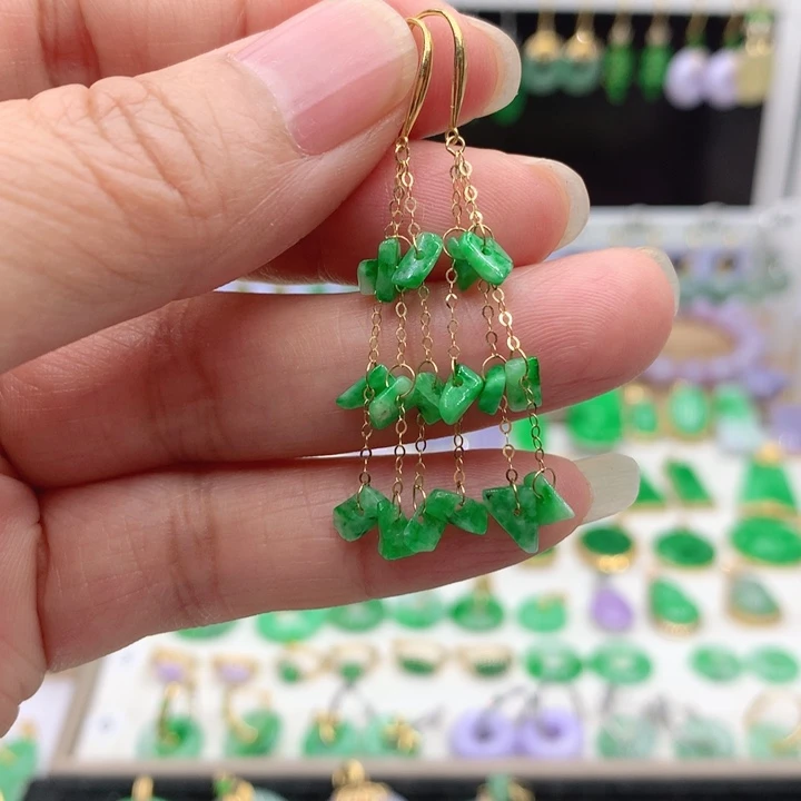 翡翠18K金镶嵌耳饰