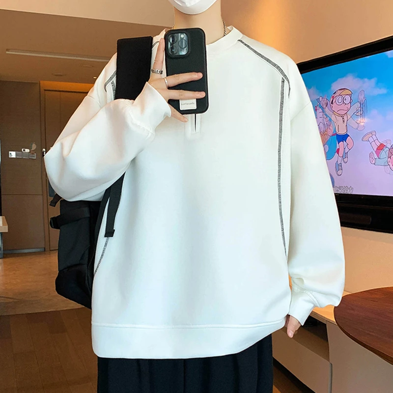 半拉炼亨利领卫衣男款春秋季2025新款潮流男士设计感套头上衣外套