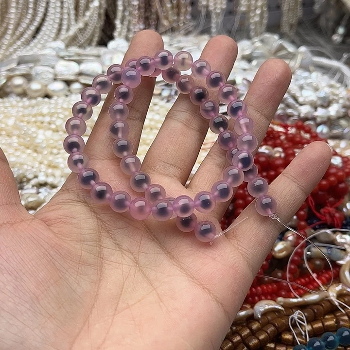 玛瑙/玉髓未镶嵌珠宝半成品一条8mm左右糖心玛瑙