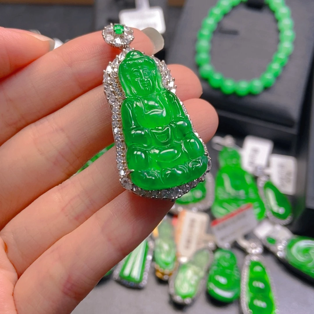 翡翠银S925镶嵌吊坠(不含链)