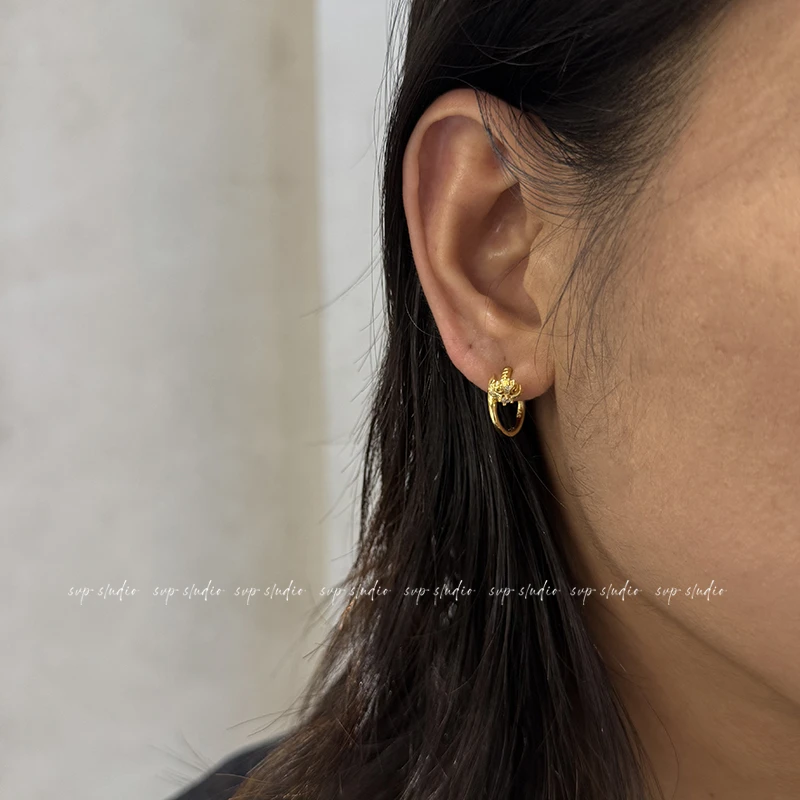 925银耳饰 K罗同款钉子耳钉男女纯银耳环男士轻奢高级感小众痞帅