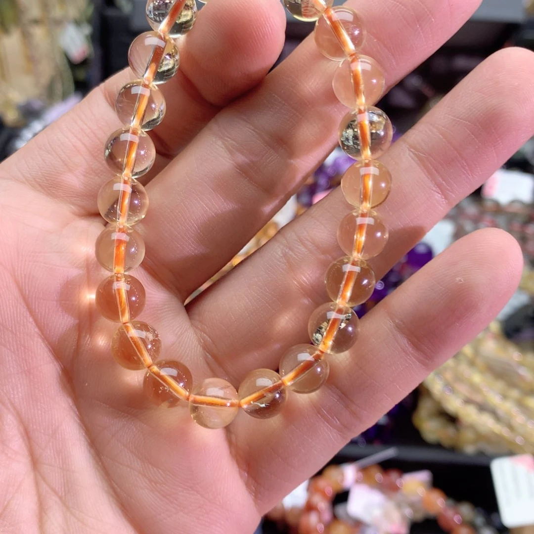 黄晶手链未镶嵌多**妹黄水晶8+