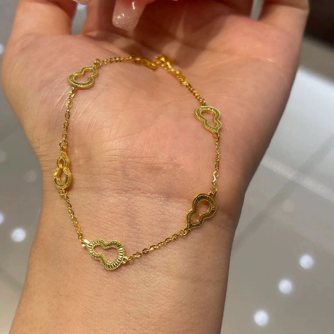 足银手镯 鱼鳞空心五葫芦手链6046百搭