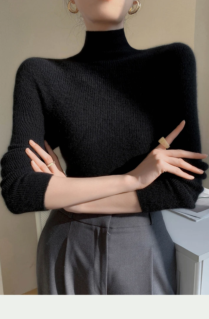 【一线半高】2025新款一线成衣无缝高领秋冬纯色加厚修身