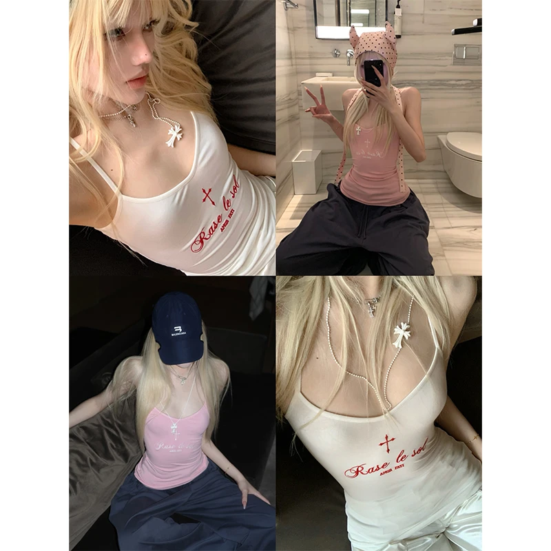 Rase le sol‘Fate Cross’美式辣妹吊带背心外穿设计感无袖上衣