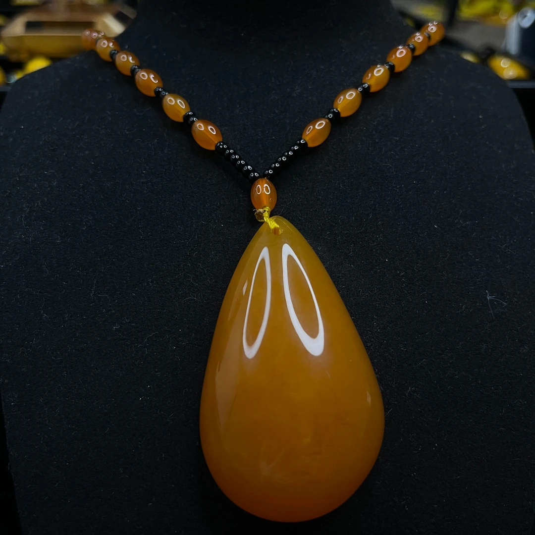 H3珠链深色超大水滴吊坠项链