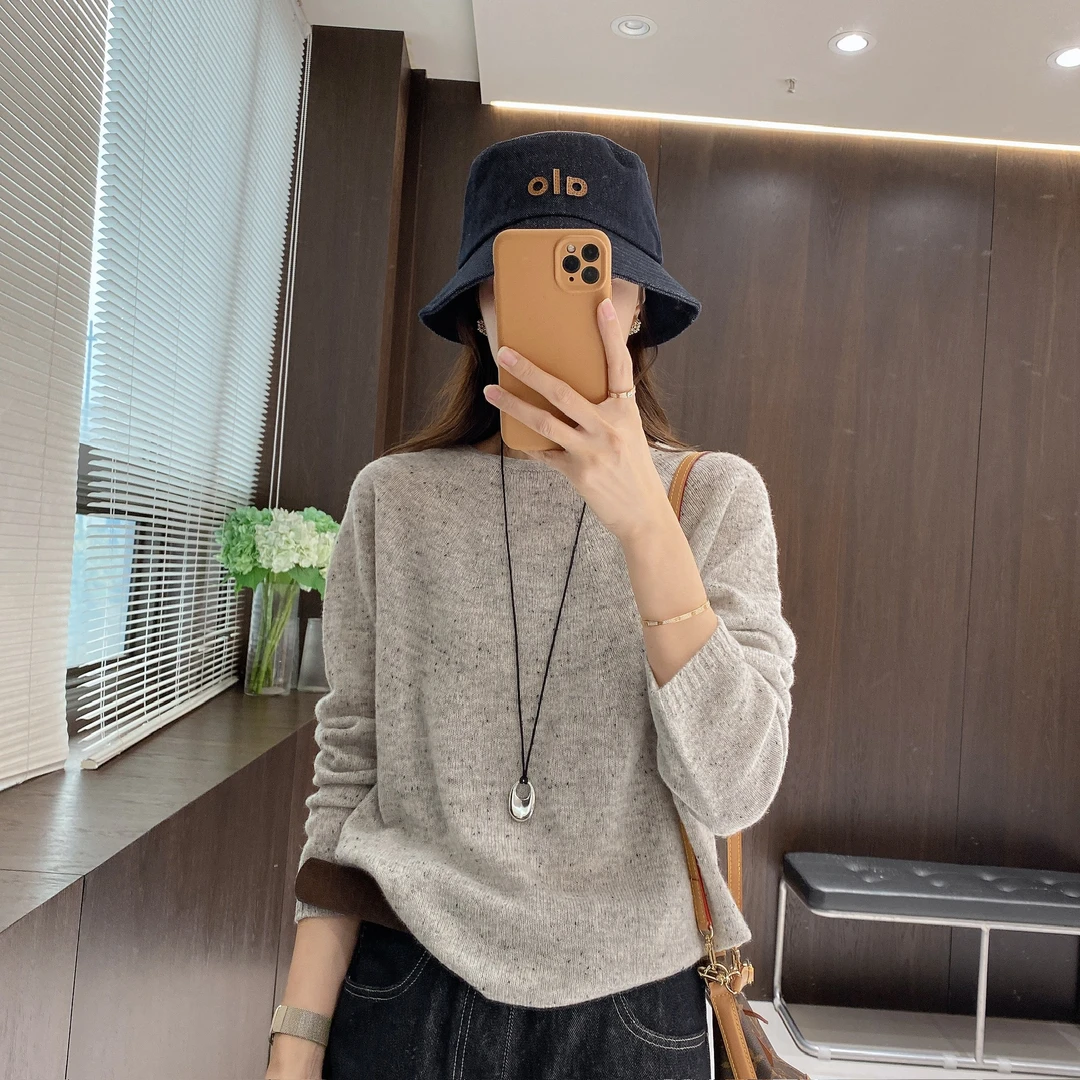 IMFLY金小金自制女装 羊毛衫DYW9838秋季极简风圆领套头针织上衣