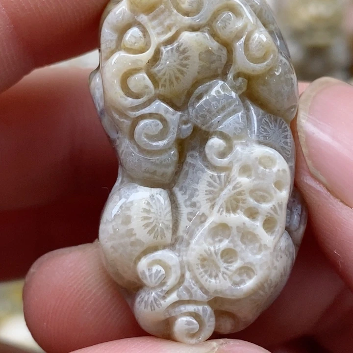 颈饰未镶嵌硅化珊瑚（珊瑚玉）小