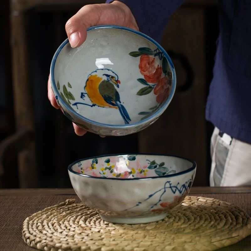 抖音热销景德镇老陶泥新中式手作手工拉坯非遗传承匠人亲制手绘碗