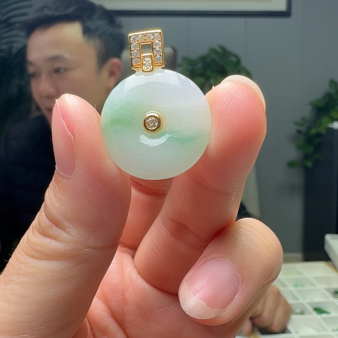 翡翠银S925镶嵌吊坠(不含链)天然