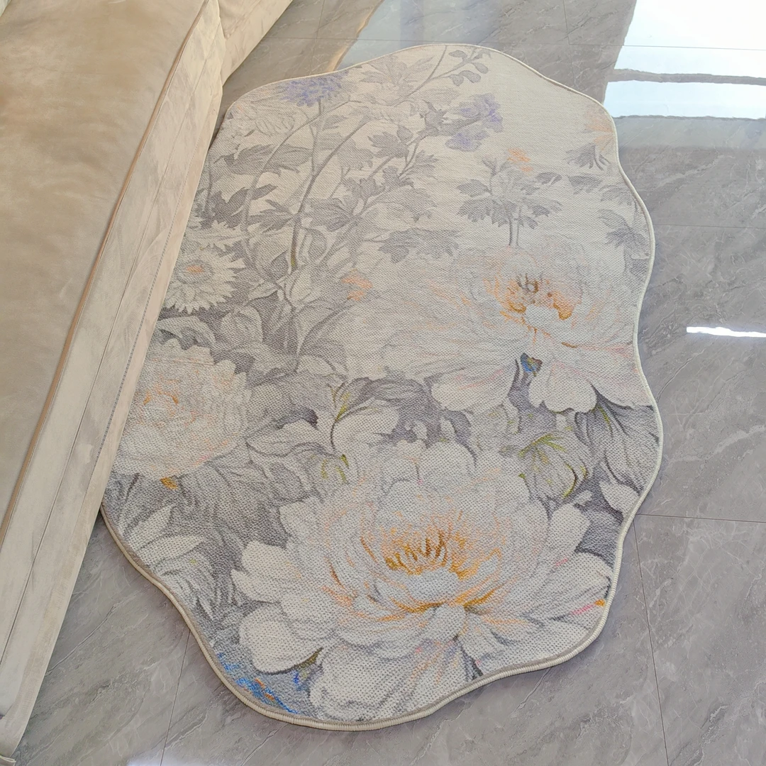 牛奶绒BY1530【锦绣繁花】简约雅致异形小客厅卧室床边衣帽间地毯
