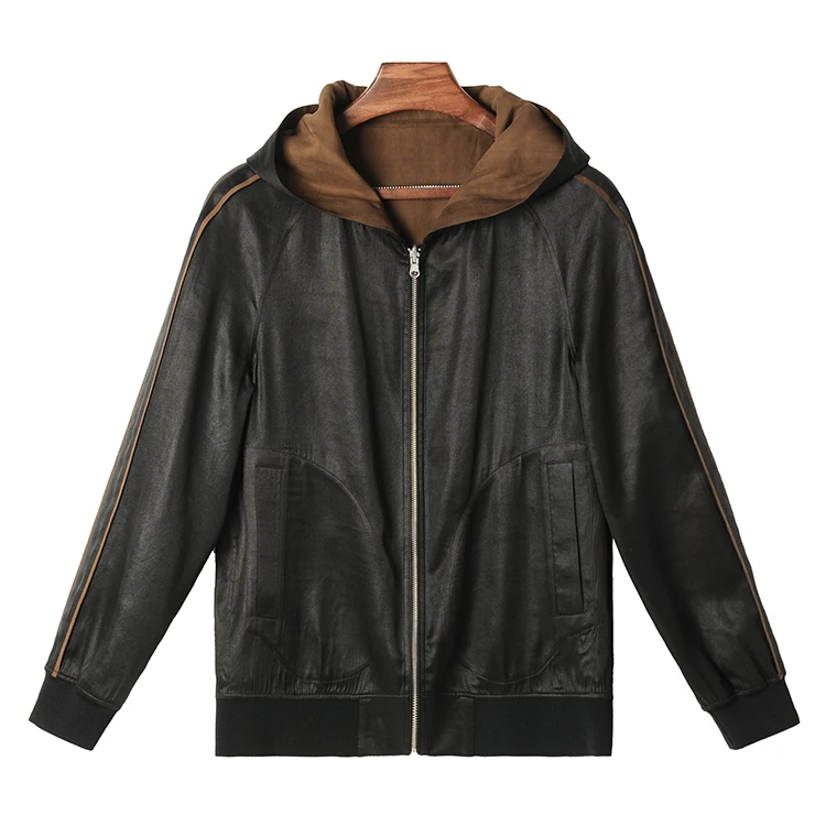 99103 男士单面连帽外套 桑蚕丝素绉缎香云纱新中式复古休闲上衣