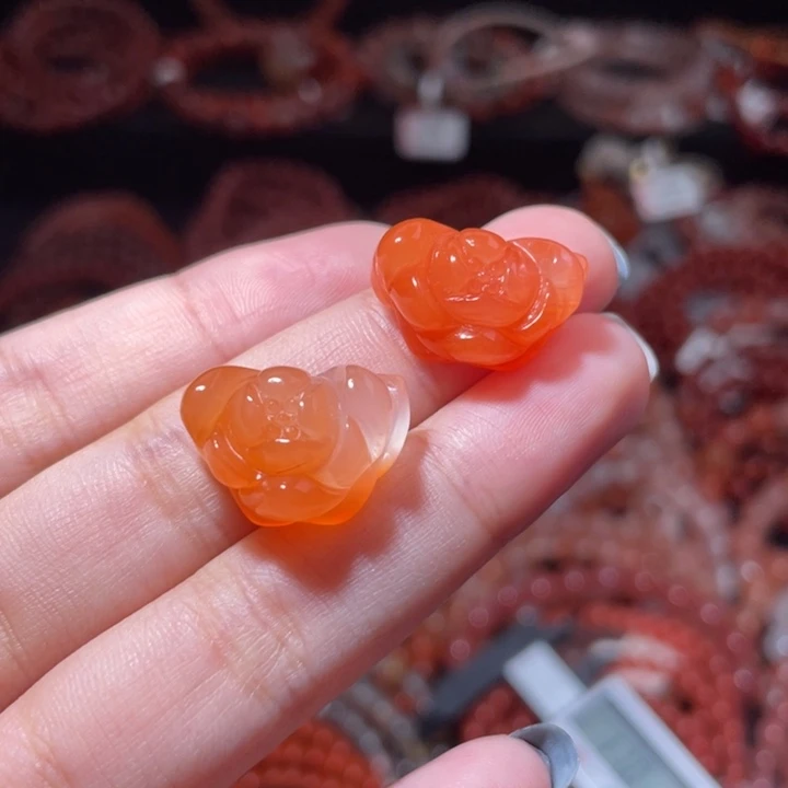 南红玛瑙未镶嵌2个三角莲花692打孔备注