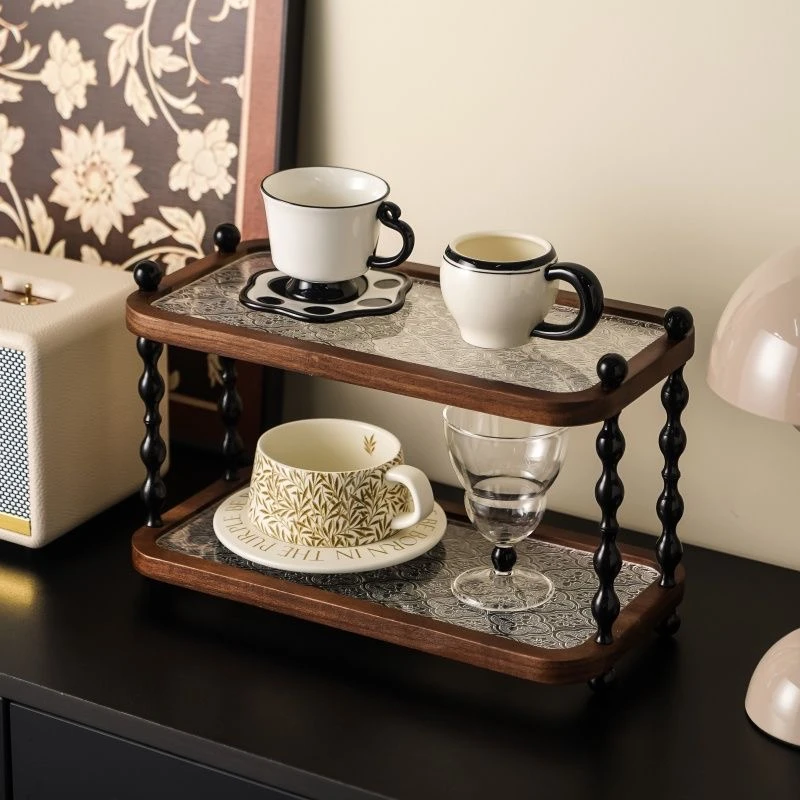 轻奢卫生间化妆品置物架厕所浴室洗漱台面香水护肤品双层收纳架子