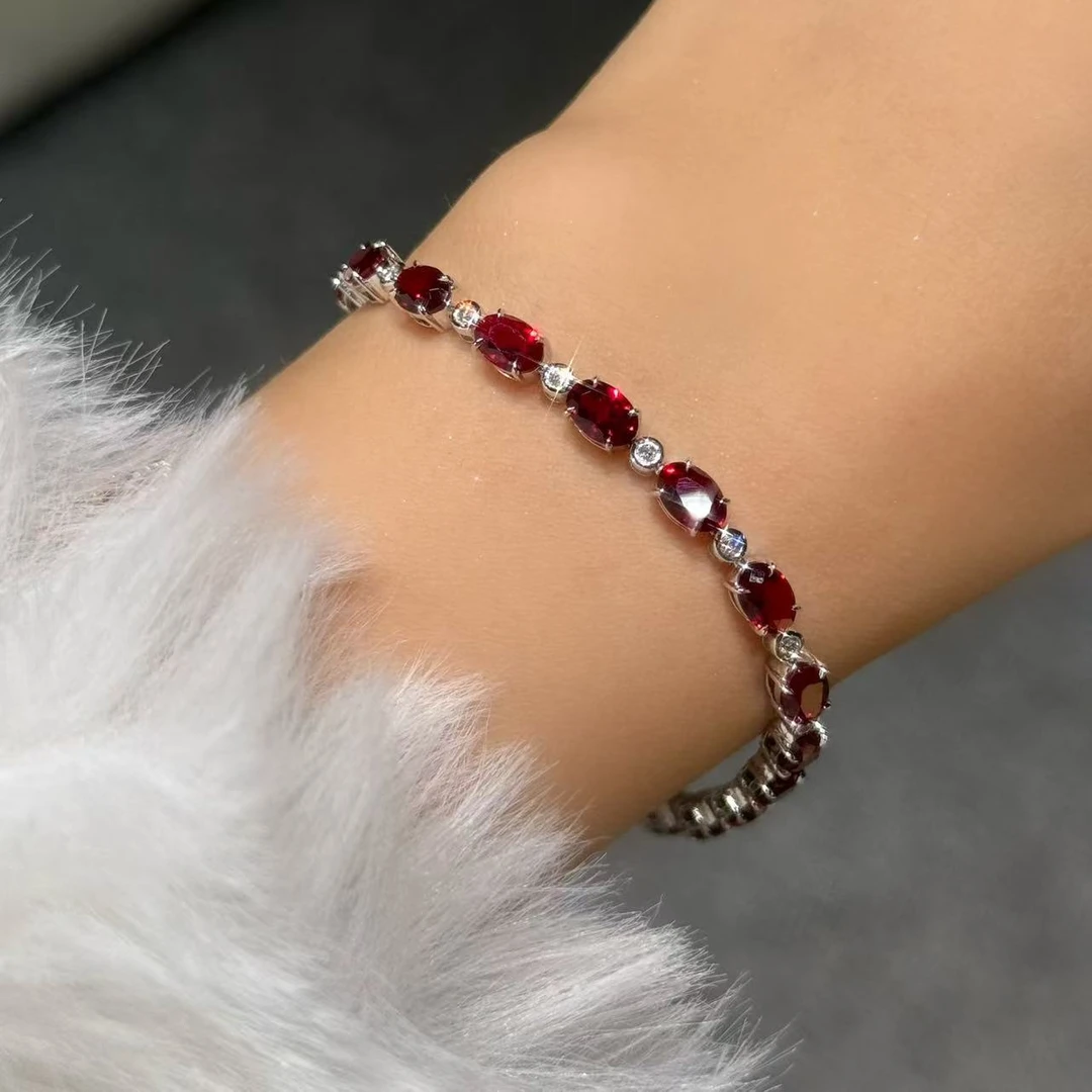 QANNA【满圈红色鸽子蛋】【豪华款 重金版】奢华时尚富贵钻石手链AY