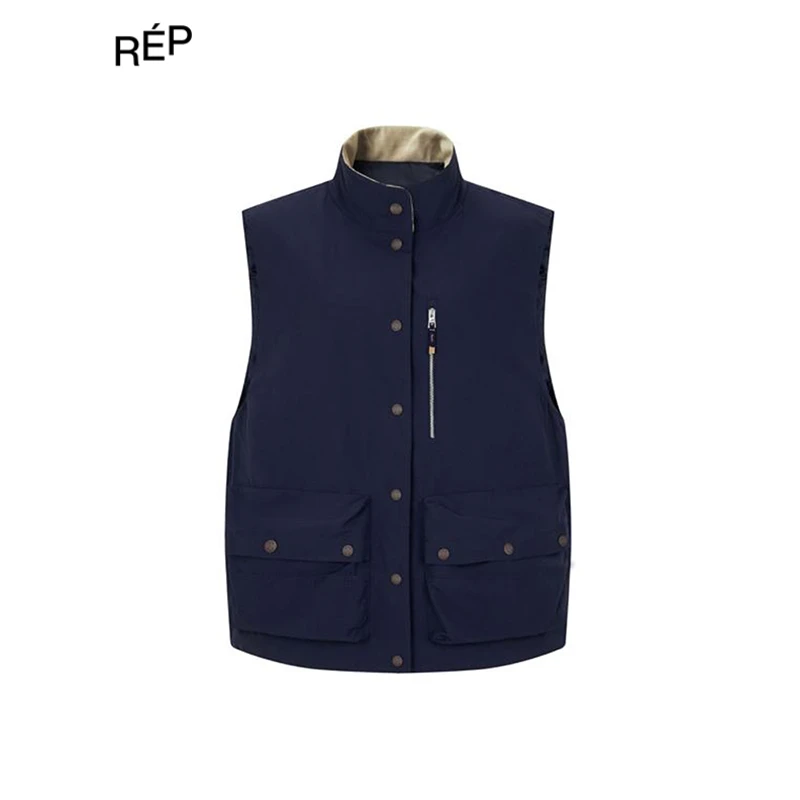 REP-Journal Record设计师品牌藏青梭织马甲 25FW秋冬新品