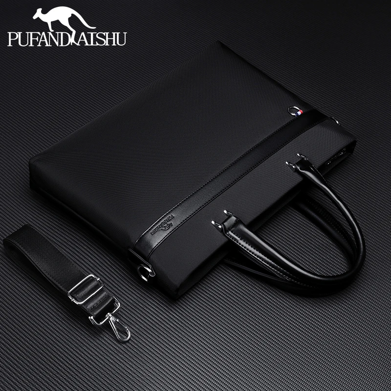 简约时尚男士手提包横款牛津布公文包男商务通勤文件包电脑包轻便