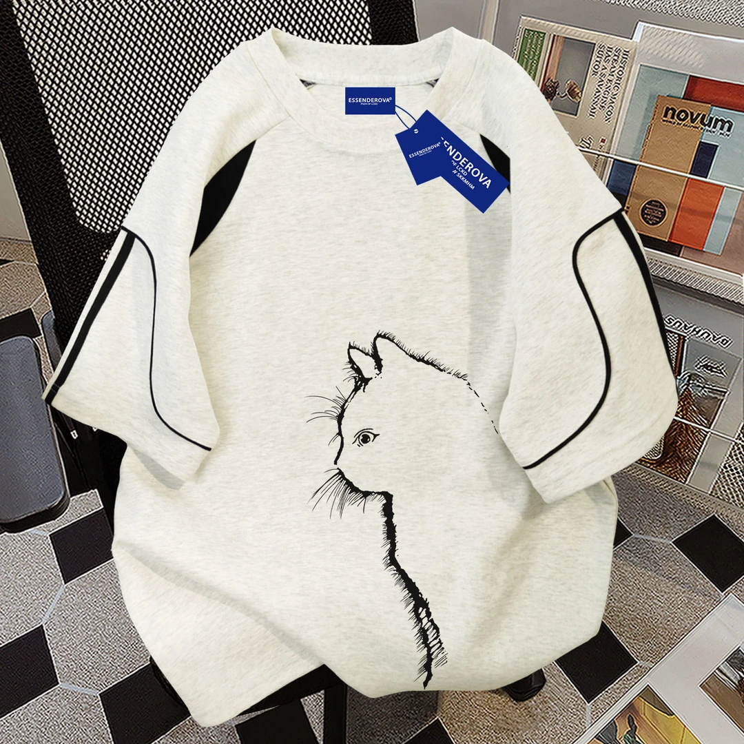 100%纯棉美式复古设计感短袖t恤男女夏季新款圆领街头情侣上衣ins