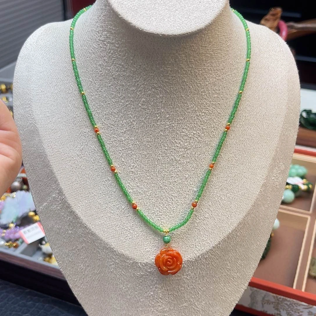 翡翠未镶嵌项链炸