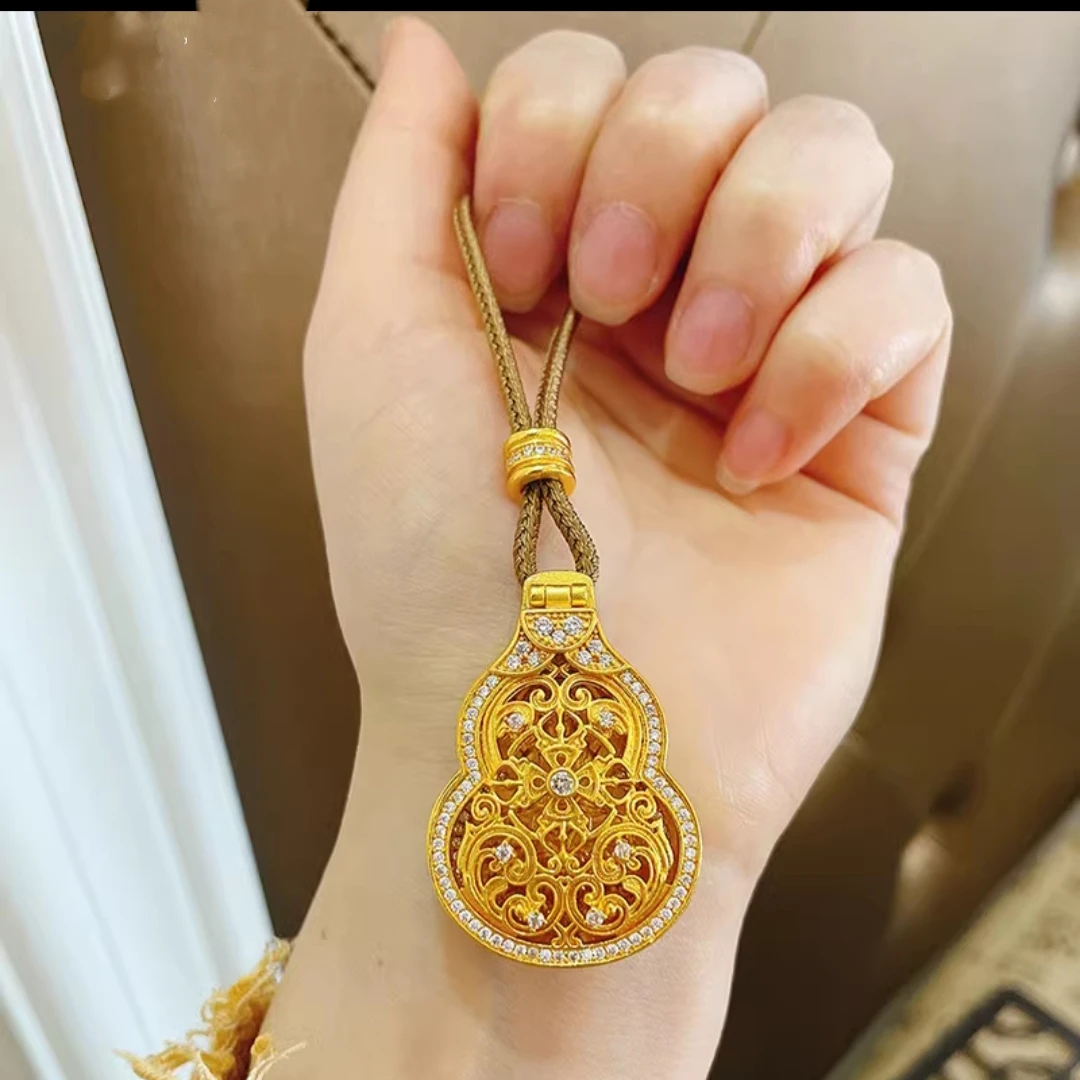 合金项链 新中式国潮风|古法镂空点钻款大日如来葫芦项链