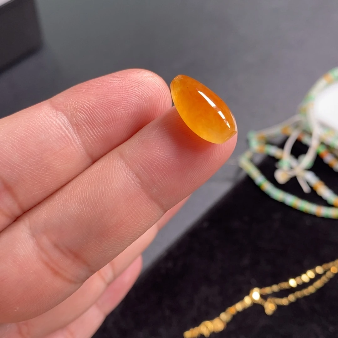 翡翠裸石黄翡枣珠