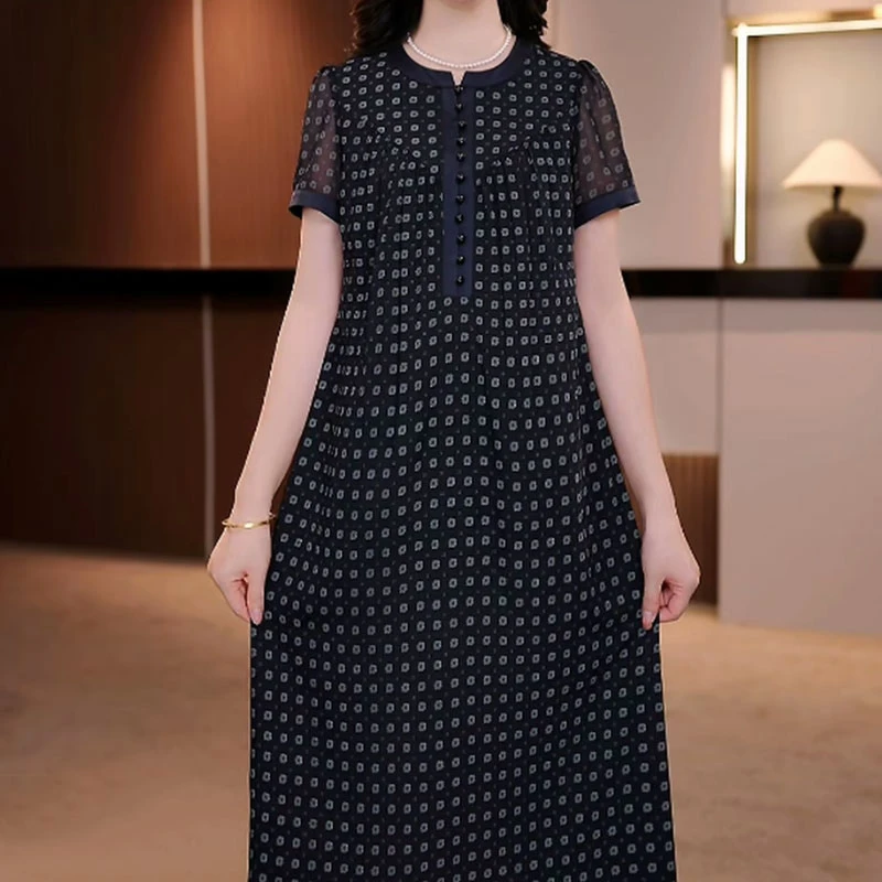 S01夏季新款大码女装连衣裙遮肉显瘦加肥加大显瘦洋气时尚简约