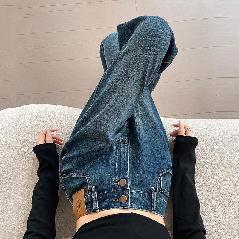 时尚窄版阔腿裤女春秋新款休闲百搭外穿遮胯显瘦复古风直筒女裤