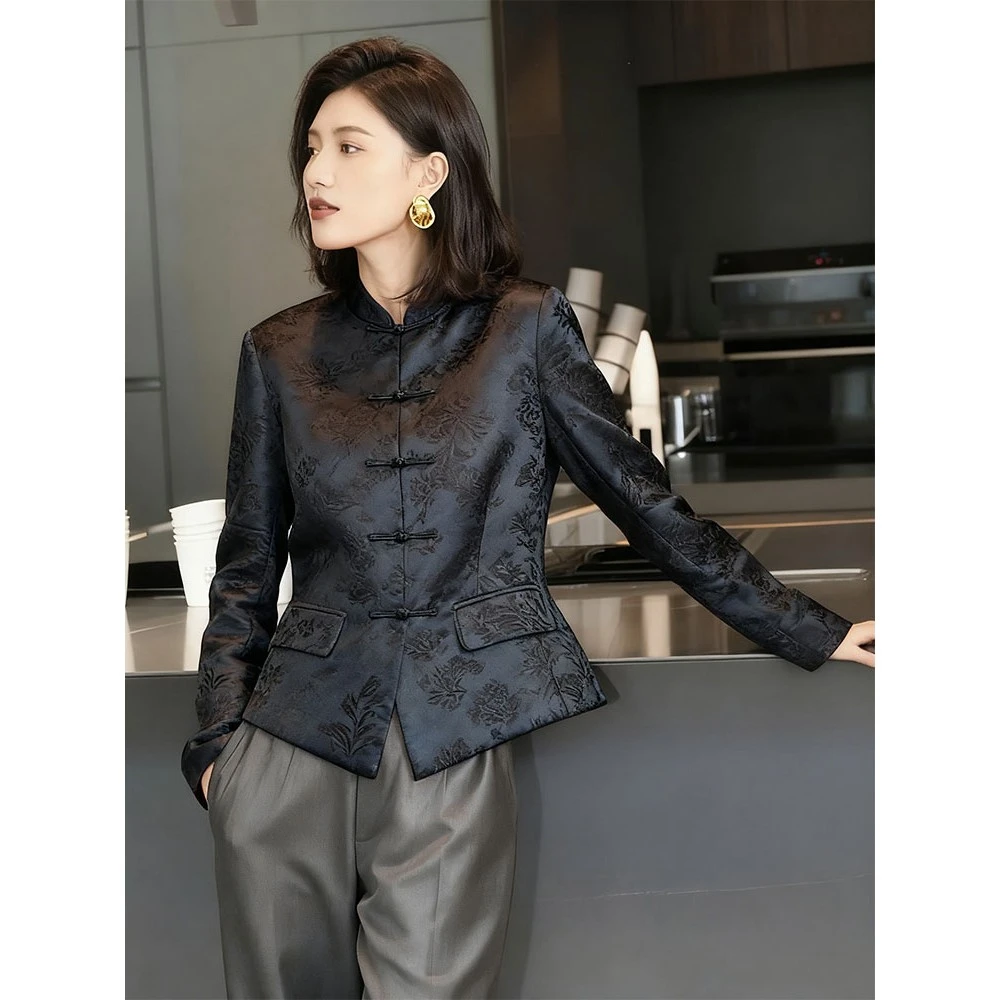 气质高端独特新中式女装国风宋锦外套女2025秋季新款唐装复古上衣