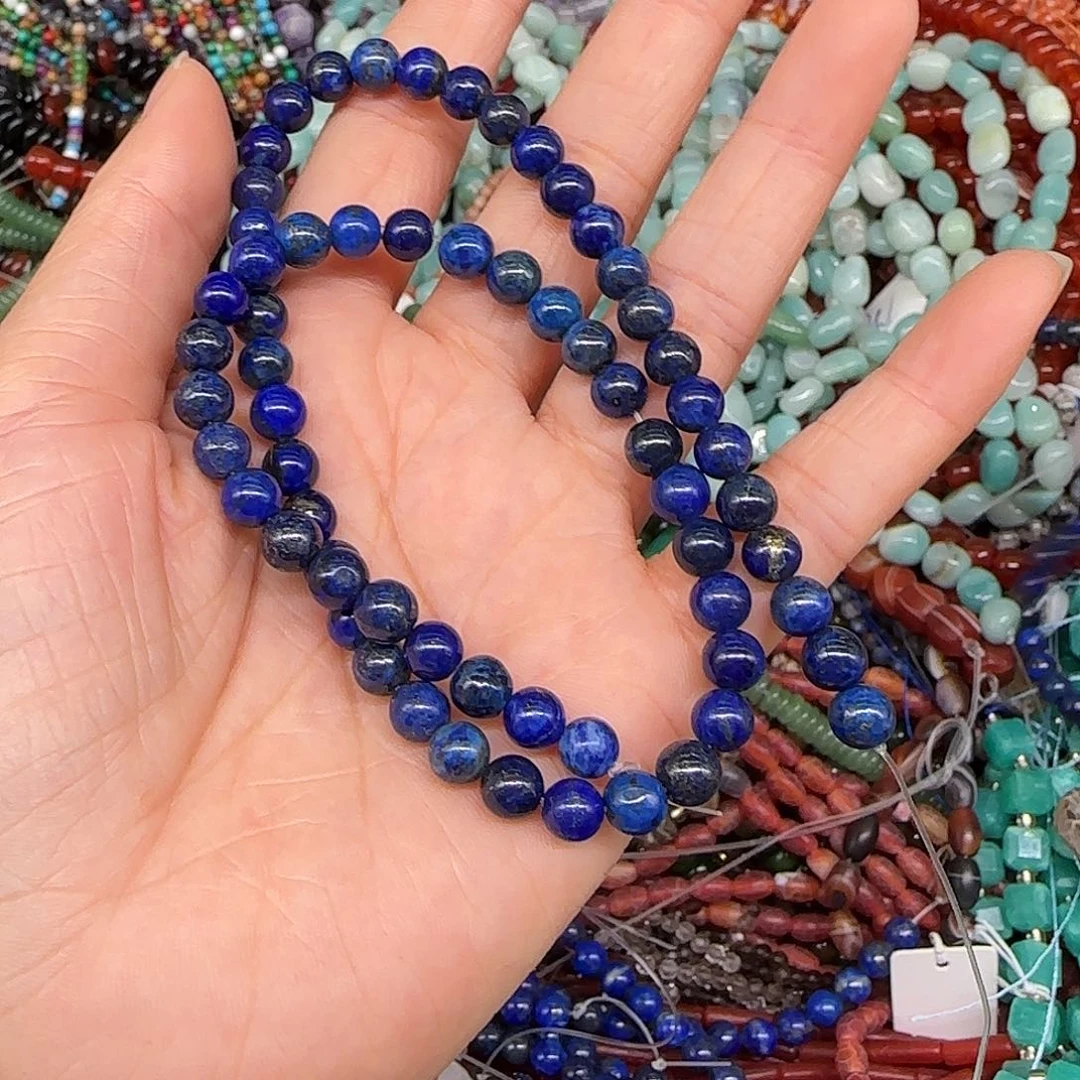 玛瑙/玉髓合金珠宝半成品青金6mm一条