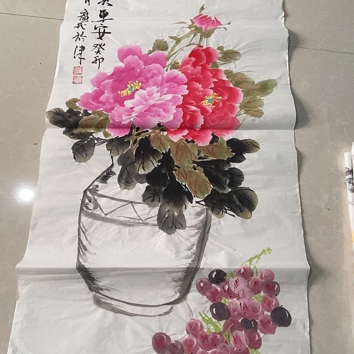 国画三尺手绘牡丹