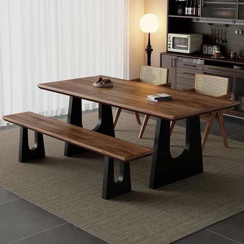 【木语】南美黑胡桃实木客厅茶桌大长书桌餐桌学习桌电脑桌一桌多用