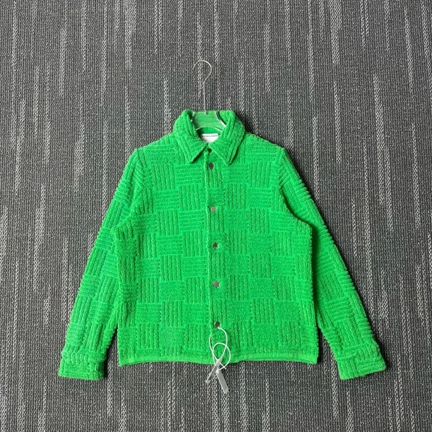 99新 BOTTEGA VENETA/葆蝶家 植绒毛巾翻领衬衫外套/尺码M