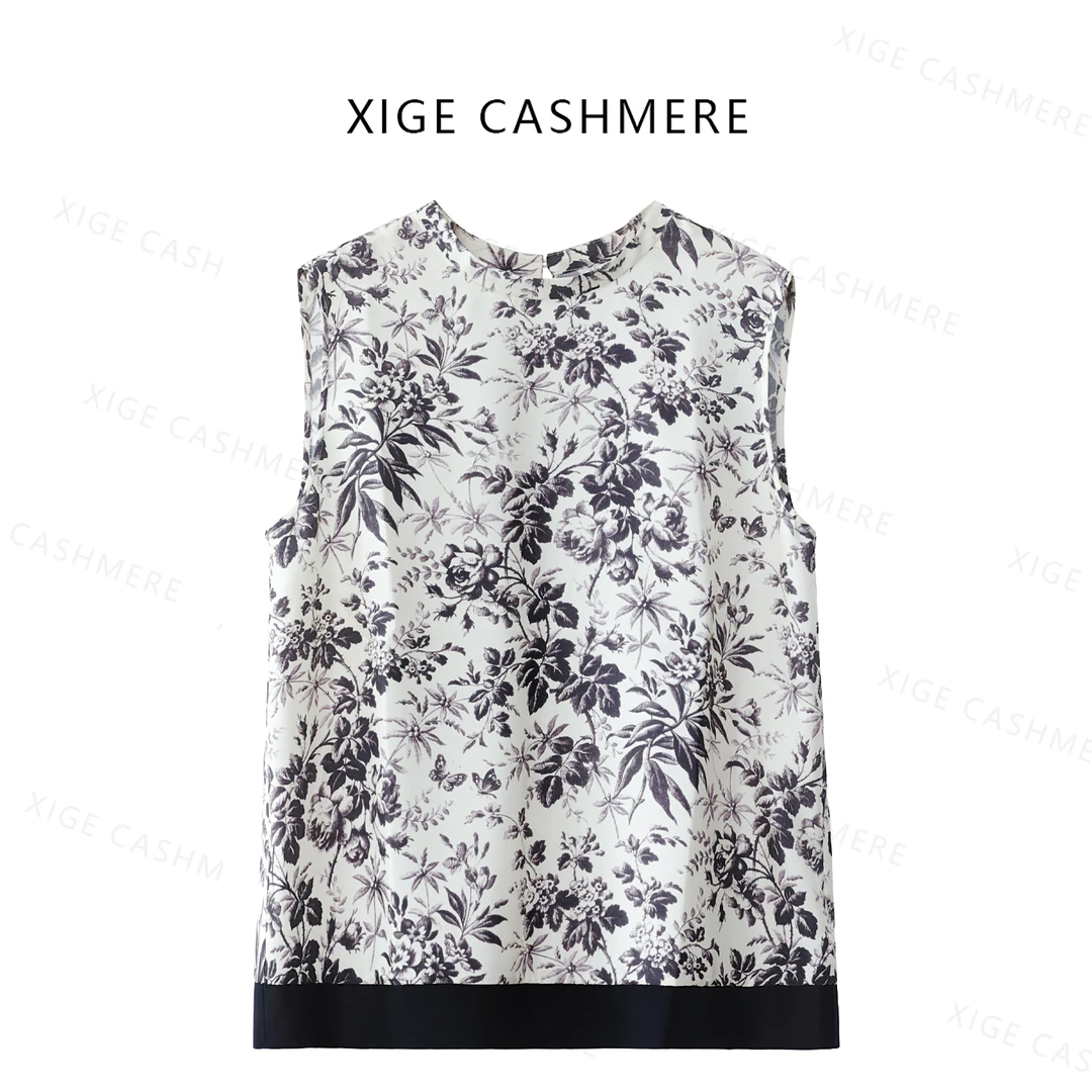 【暗涌】喜歌 100桑蚕丝女士夏季时尚碎花背心 7987