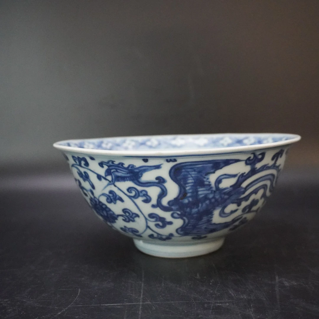 Lot25100923明正德青花凤穿牡丹纹碗 高：约8.3cm