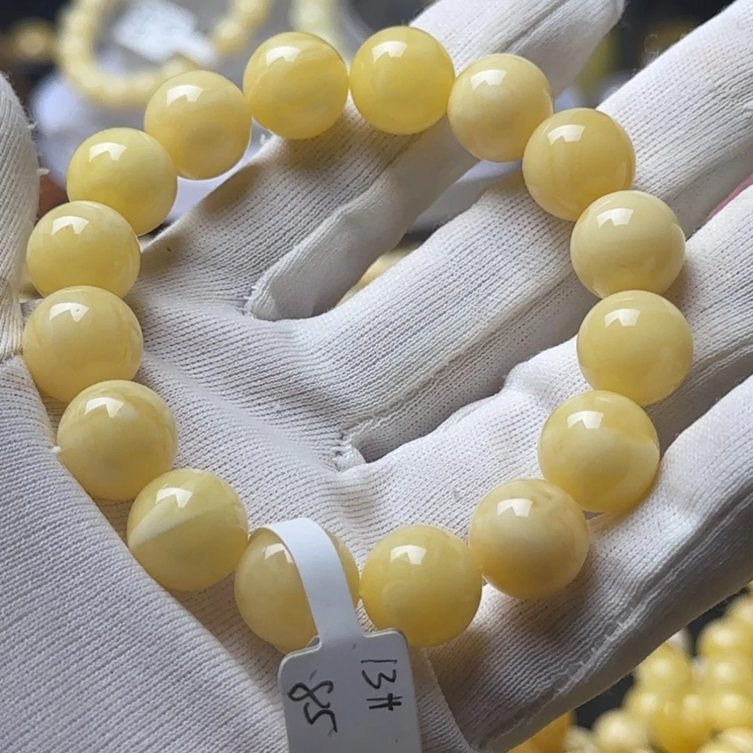 未镶嵌蜜蜡手链俄料白花浓蜡老型手串