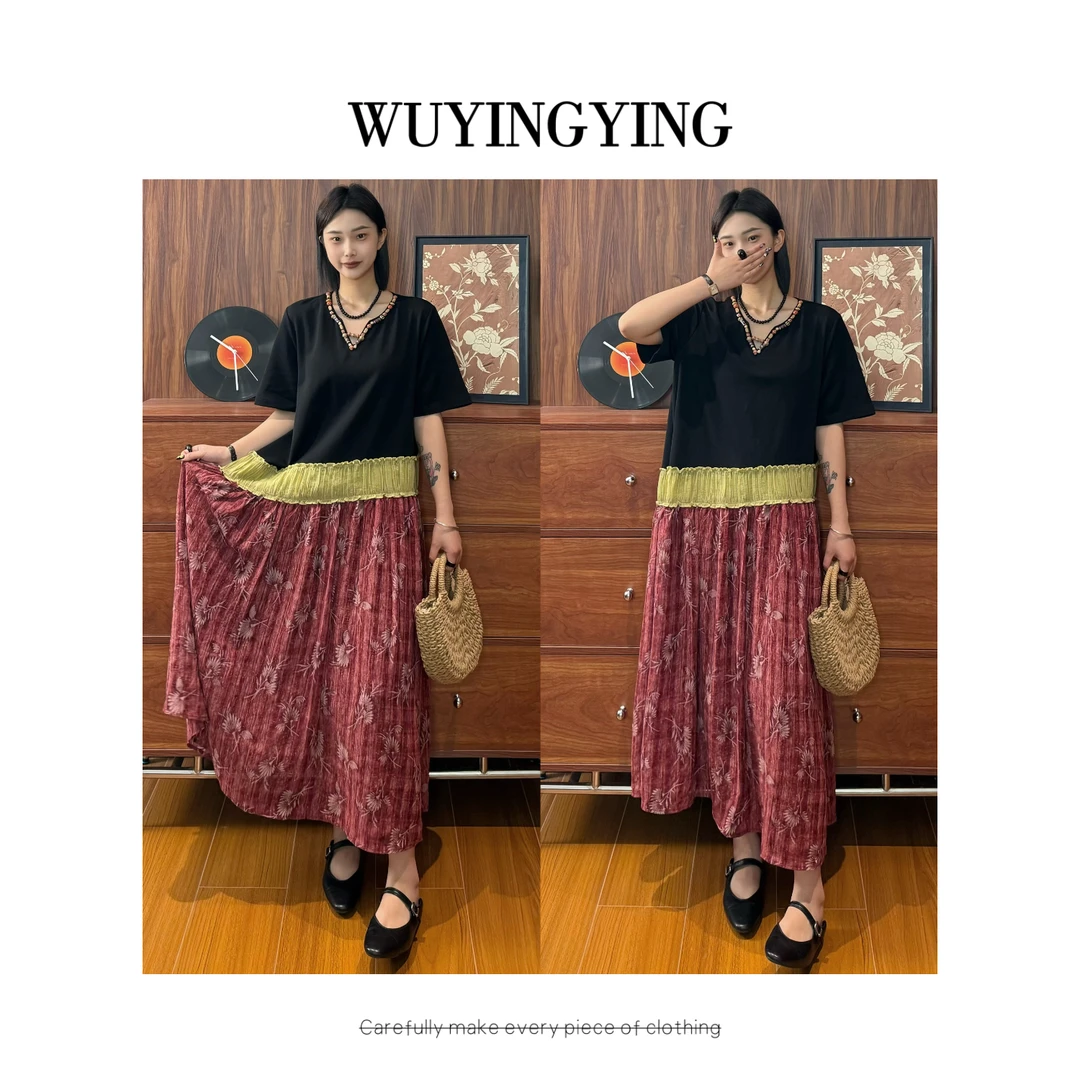 WUYINGYING【魅力女孩】欧货高品重工撞色设计连衣裙AFZY250706