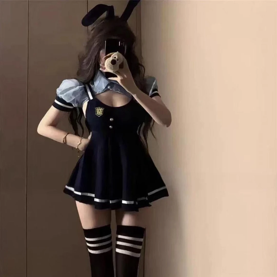 新款趣味兔子jk制服百褶裙辣妹高级感约会战袍连衣裙套装角色扮演