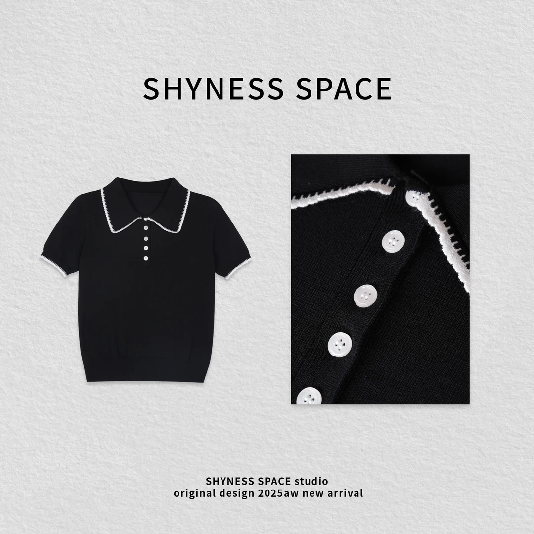 极简风不褪色女翻领薄款毛针织衫开衫纯色时髦小姨风HB533