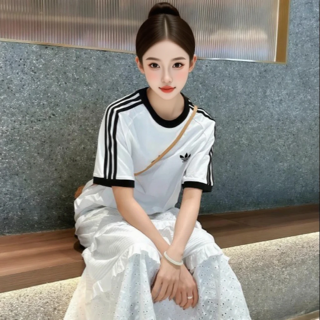 【撤柜福利】Jennie同款短袖 夏季刺绣 情侣款宽松棉T11