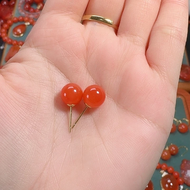 南红玛瑙银S925镶嵌8+