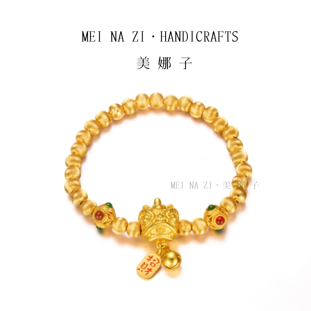 招财猫眼手链|予禧  珐琅彩醒狮拉丝猫眼手链+46